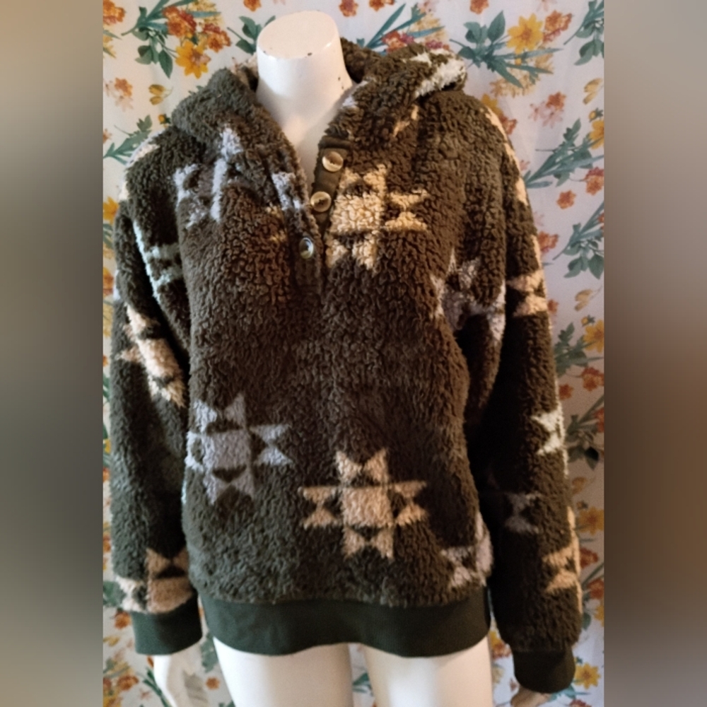 Sonoma Women's Olive Sherpa Pullover